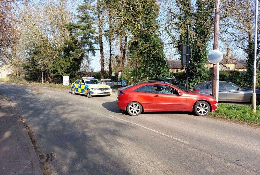 The car crashed not long after the driver failed to stop for police in Helpston Road, Bainton