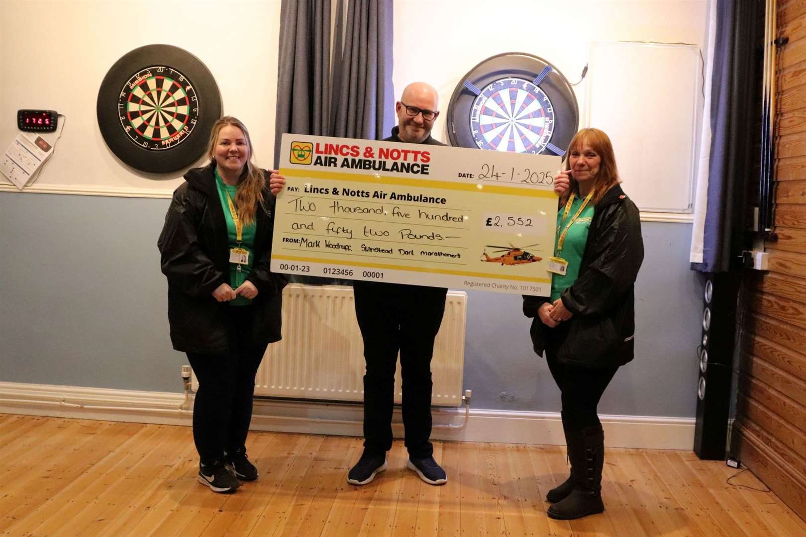 The Swinstead darts marathon raised £2,552 for air ambulance service. Photo: Supplied.