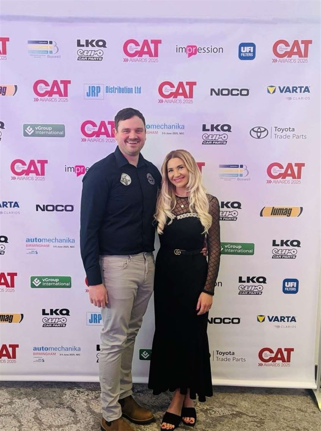 Co-owners Russ and Robyn shared their pride after winning Independent Garage of the Year at CAT Awards. Photo: Supplied