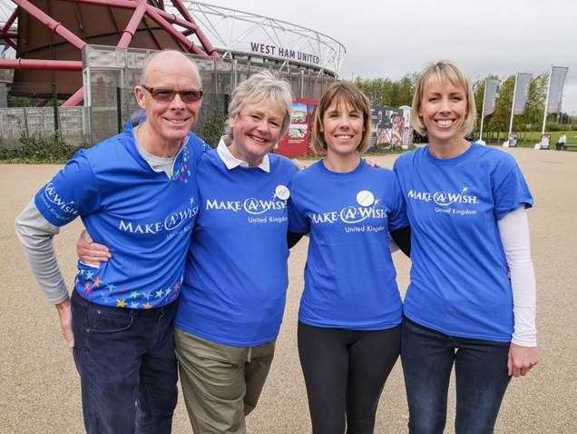 Lorna Grey with her husband Allan and daughters Hanna Coburn and Lucy Hewerdine before they abseiled off the Orbit at London’s Olympic Stadium, raising money for Make a Wish