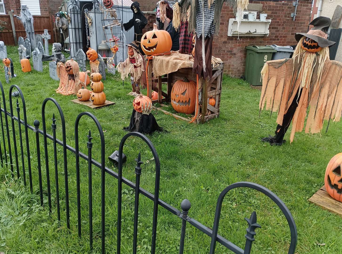 A garden in Canberra Close decorated for Halloween.