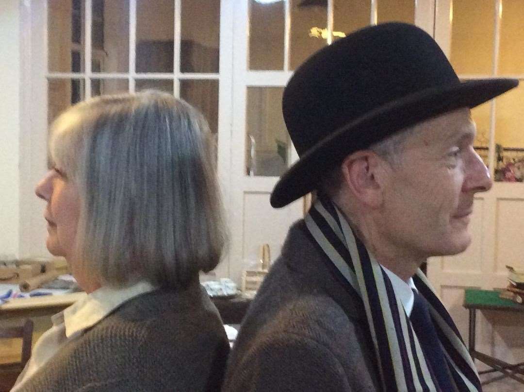 Frances Bridgewater (Helene Hanff) and Ian Gibbs (Frank Doel) in rehearsal. (20426398)