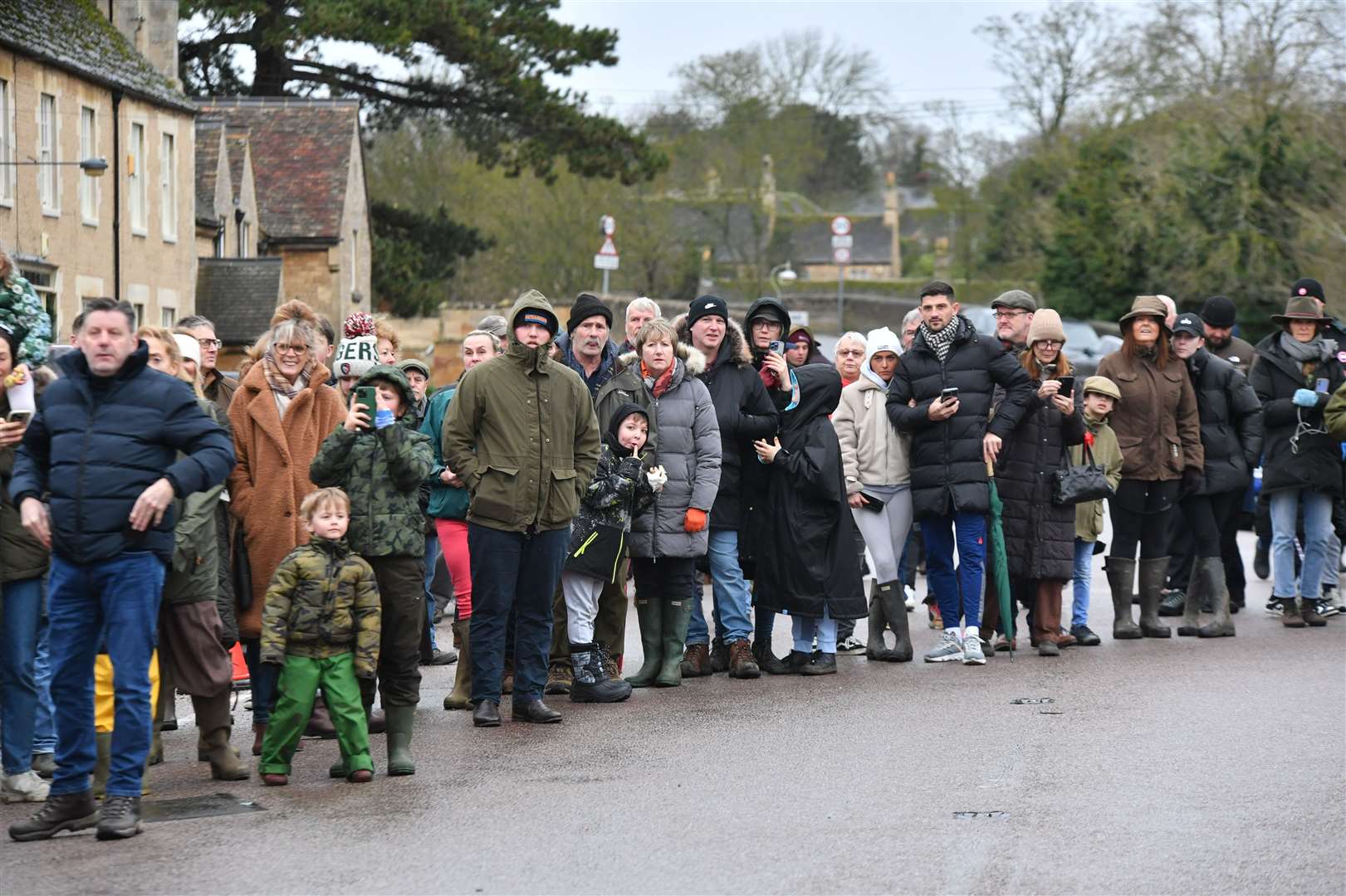 Crowds attending the Fitzwilliam Hunt's New Year's Day meet in Wansford. Photo: David Lowndes
