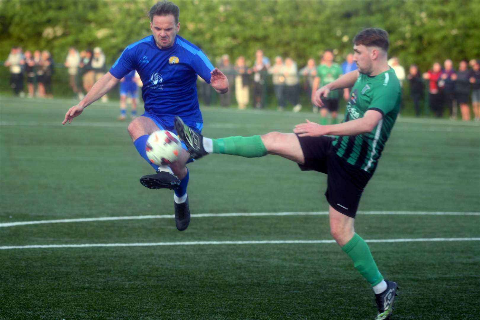 March (Blue) v Blackstones (Green and Black) in the final of the Hinchingbrooke Cup
