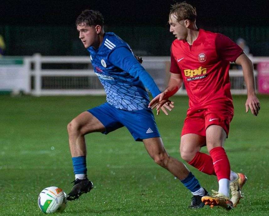 Action from Harrowby's home win over Sleaford Town. Photo: Steve Nesbitt @lincssnapper