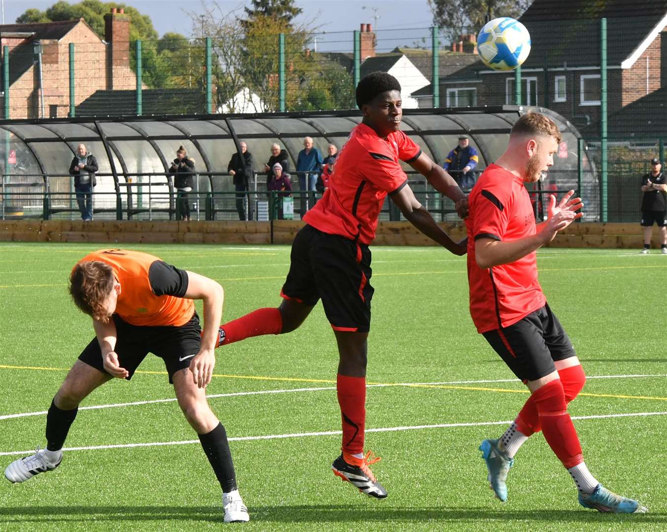 Netherton FC v Stamford Bels football action at The Grange.