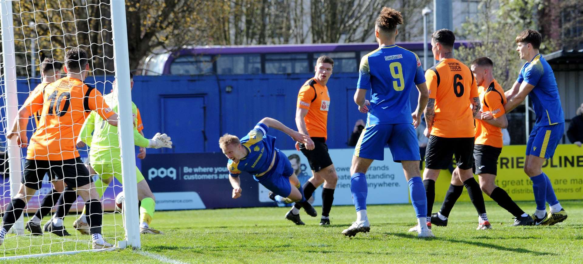 Nathan Stainfield puts Spalding in front. Photo: Chris Lowndes