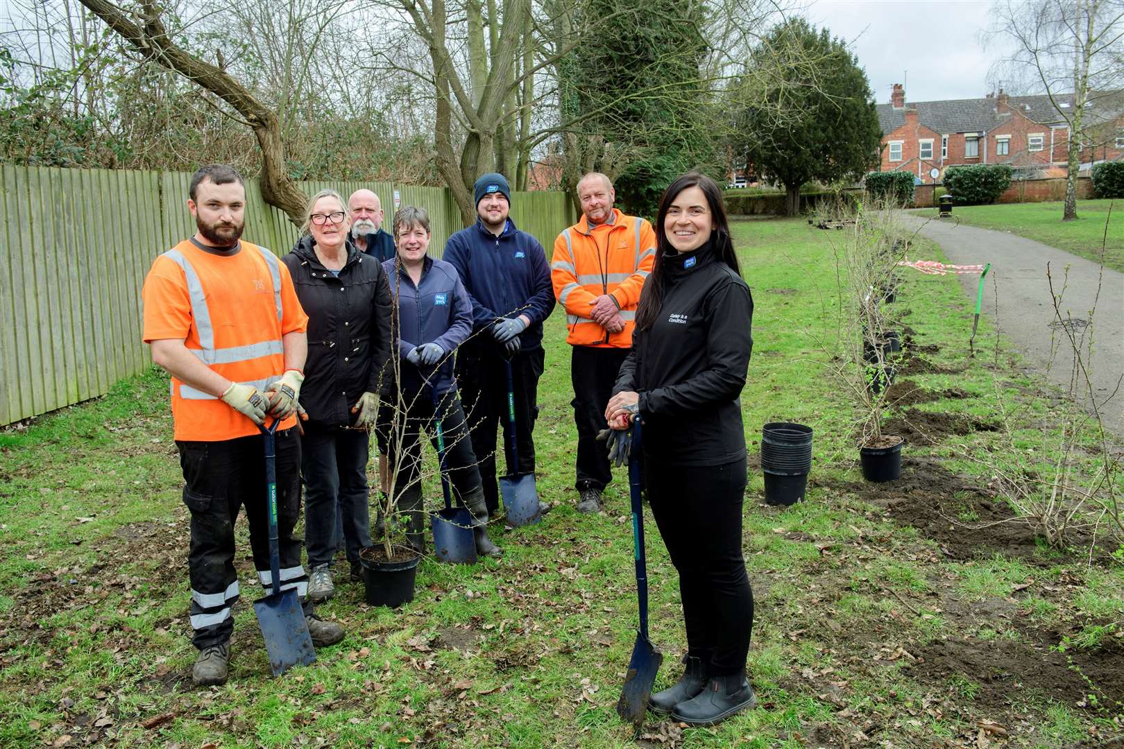 Moy Park employees Zane Wojtowicz, Anna Ganiford, Euan Bagshaw and Colin Grant are pictured taking part in the recent biodiversity activity at Dysart Park, Grantham.