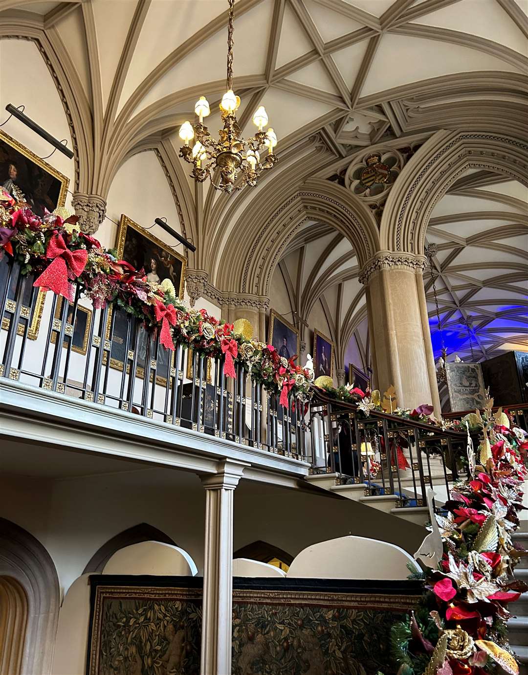 There is a festive feel as you walk up the stairs