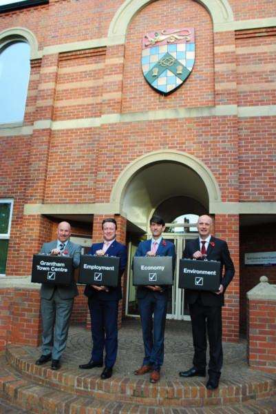Downtown says its plan for a designer retail village ticks all the boxes and will be a big boost for Grantham and South Kesteven. Pictured from left are retail operations director Marcus Meadows, managing director Richard Broadhead, finance director Peter |saac and property director Steve Goulder.