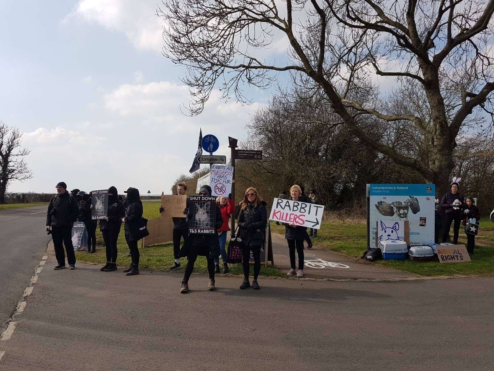 About 50 people protested