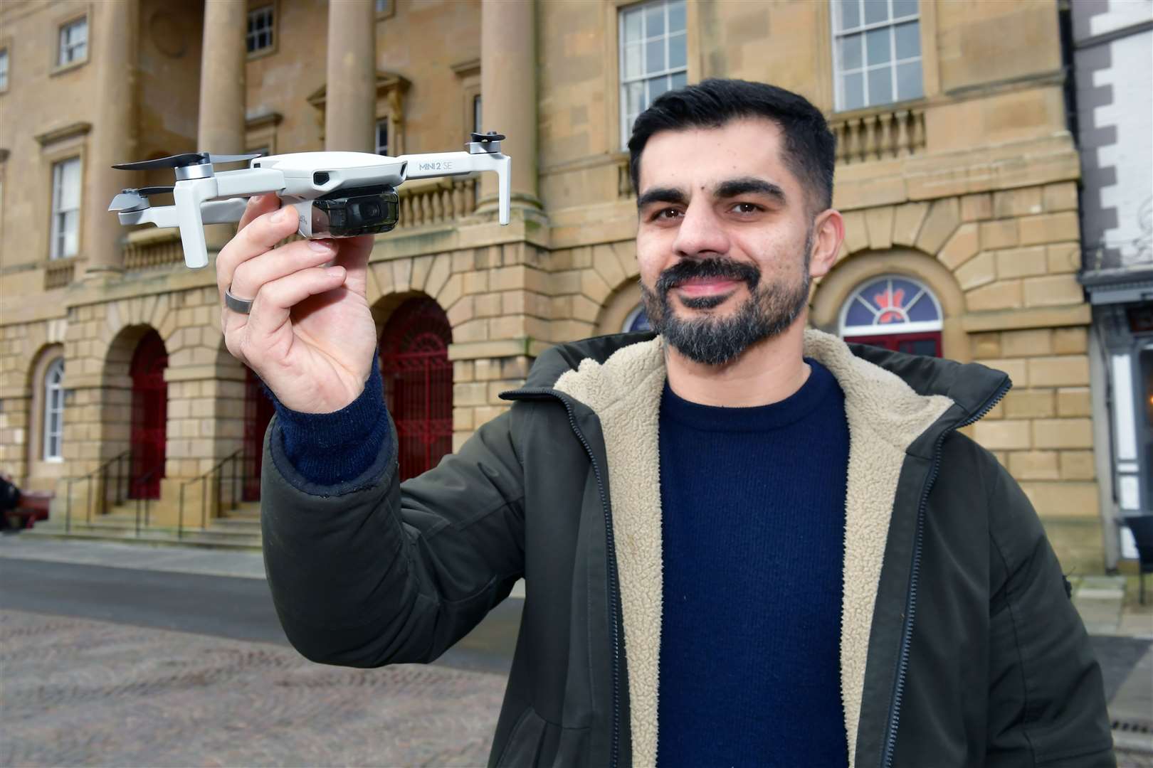 Lukasz Rarog of Newark with his drone