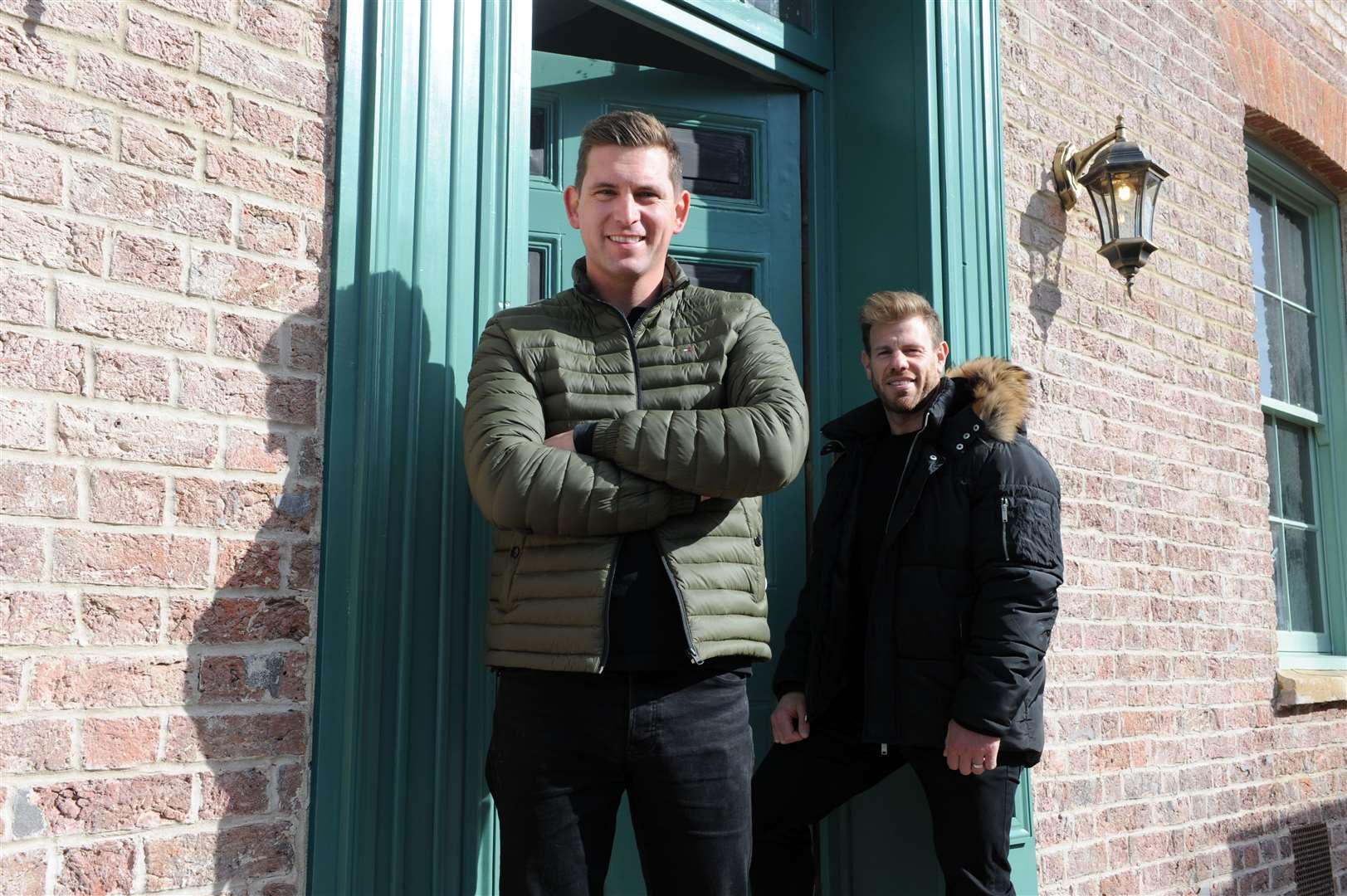Developers Jamie Sandford and Robert Bridgewater outside a previous project in Holbeach