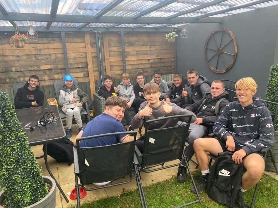 Jack with friends who came to visit him
