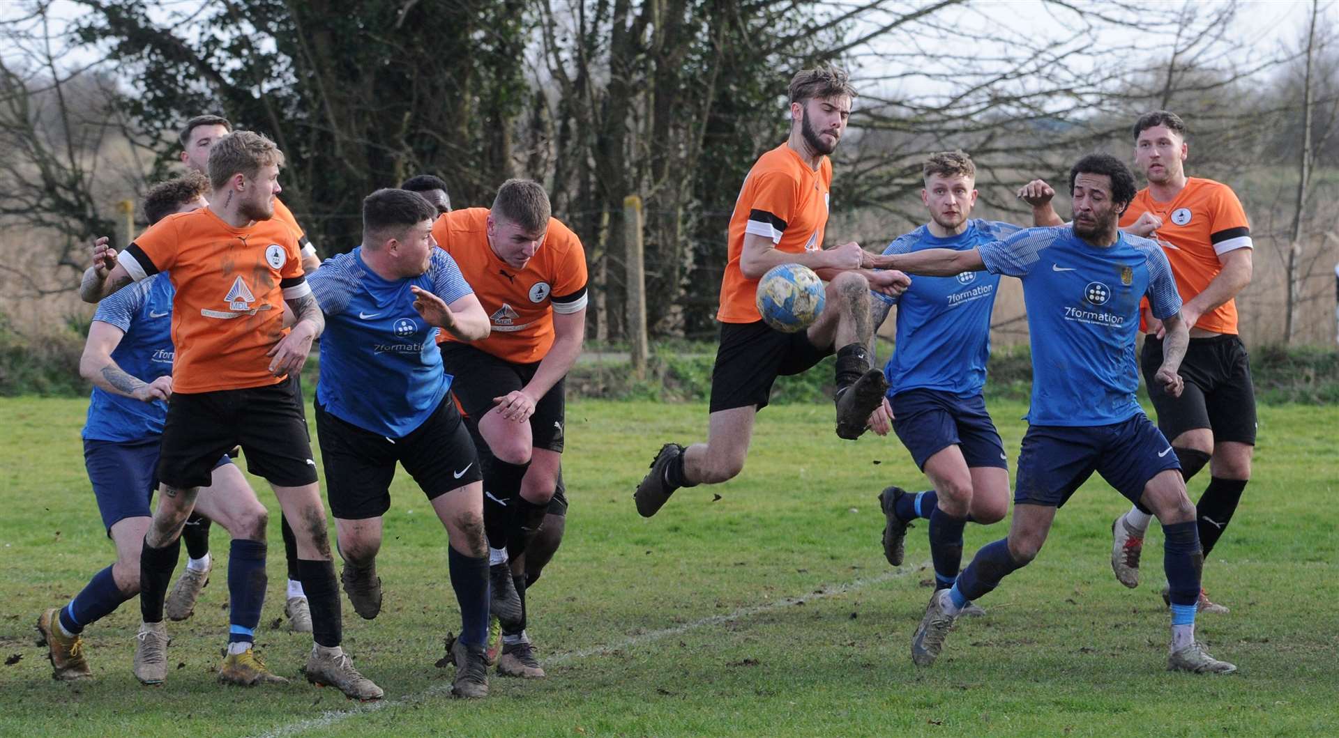 Action from Stamford Bels' draw at Whaplode Drove Rovers on Saturday. Photo: Chris Lowndes