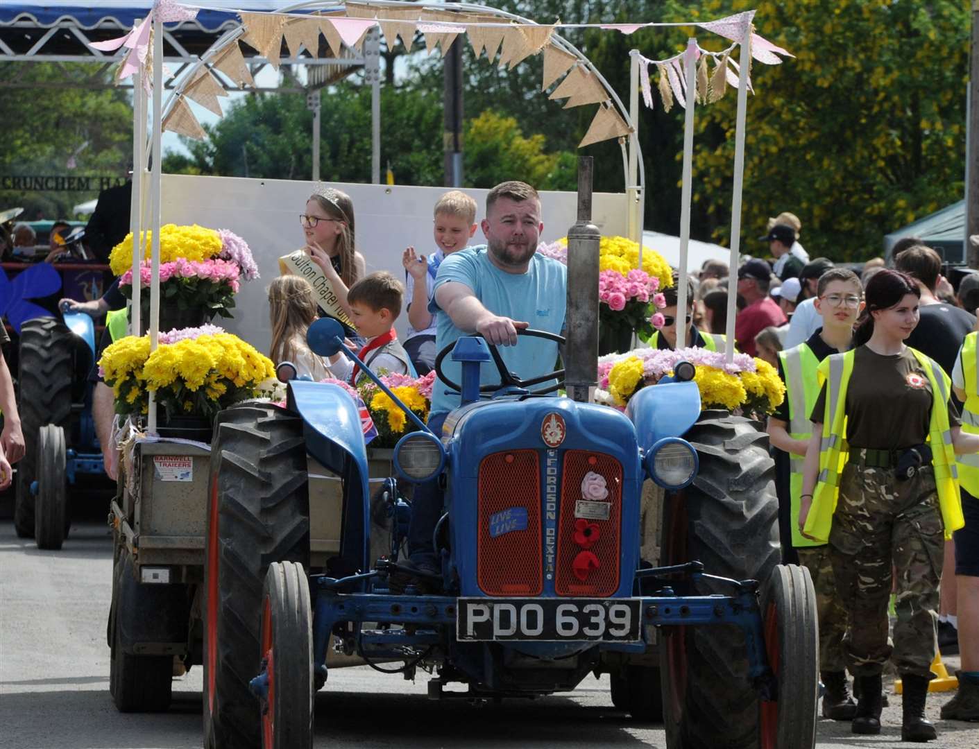 Bright yellow flowers on this float