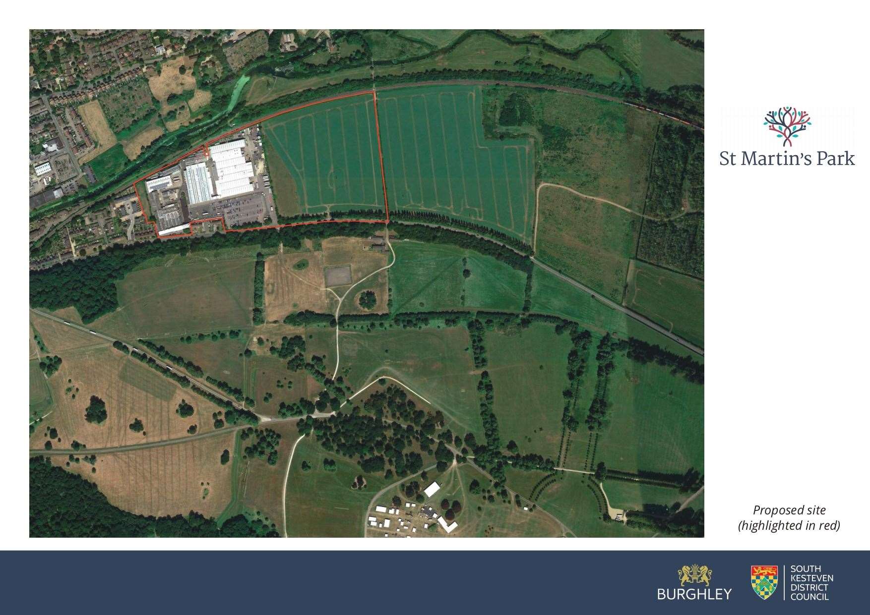 A site plan for St Martin's Park in Barnack Road, Stamford
