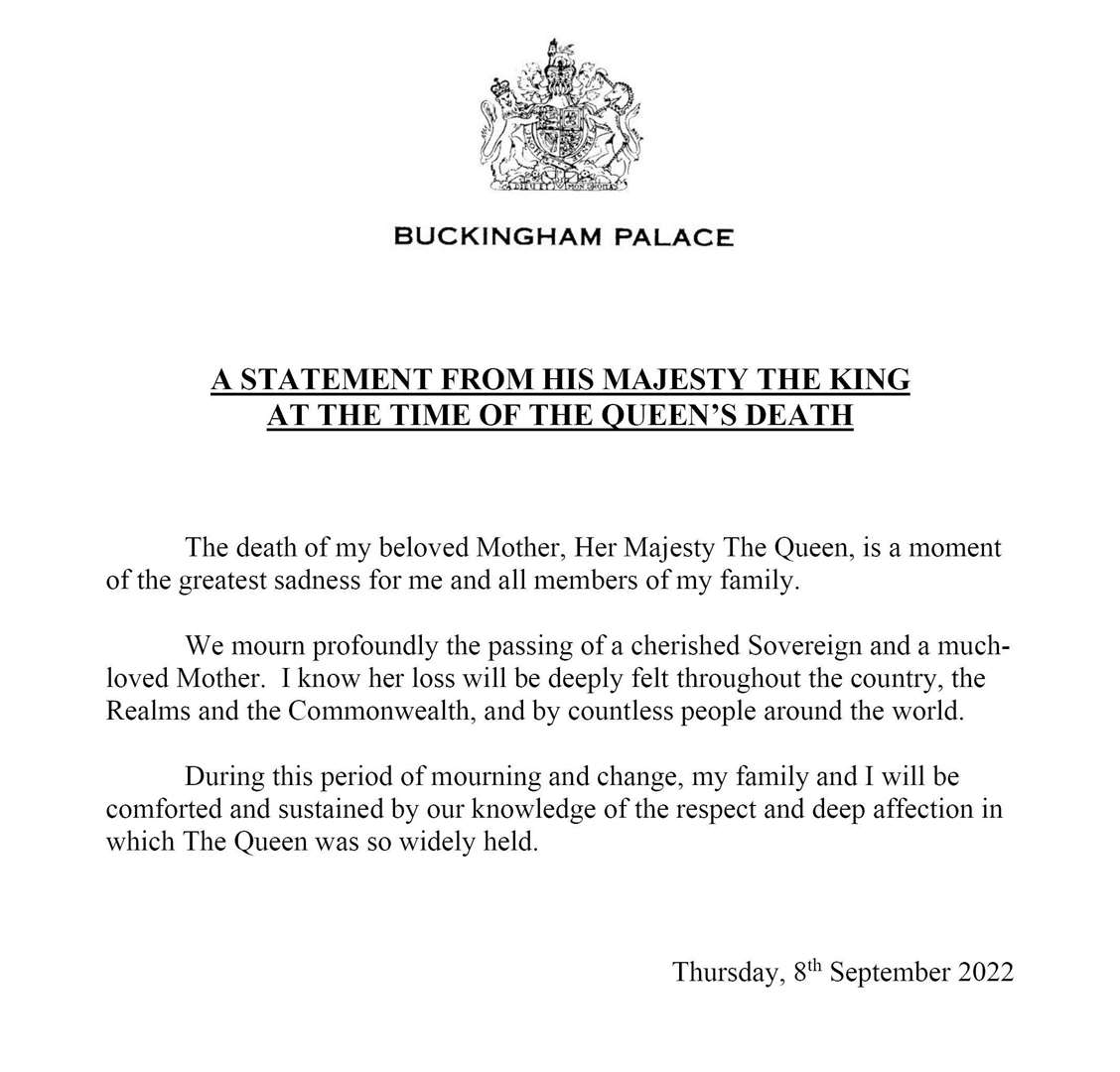 A statement from His Majesty the King (59191719)