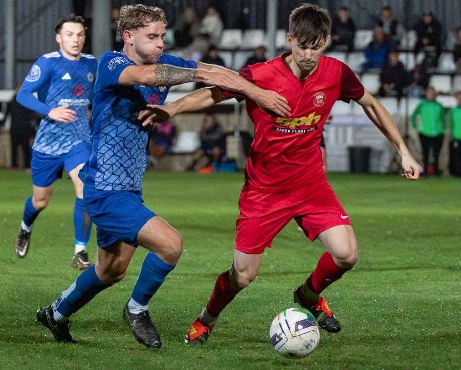 Action from Harrowby's home win over Sleaford Town. Photo: Steve Nesbitt @lincssnapper