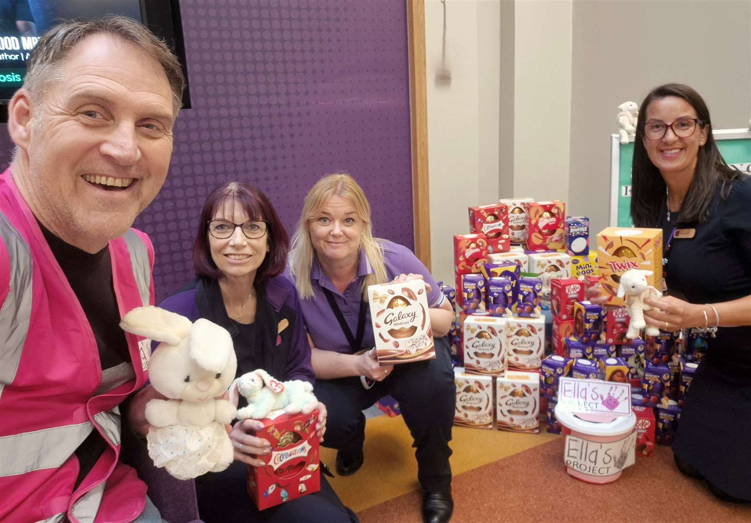 NatWest's Lindsay Allen, Rachael Miller and Magdalena Bratchley hand over the donations to Mark Le Sage