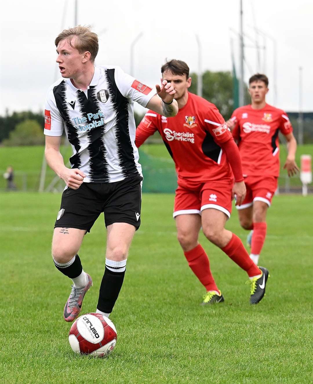 Action from Grantham Town's home defeat to Bridlington on Saturday. Photo: Toby Roberts