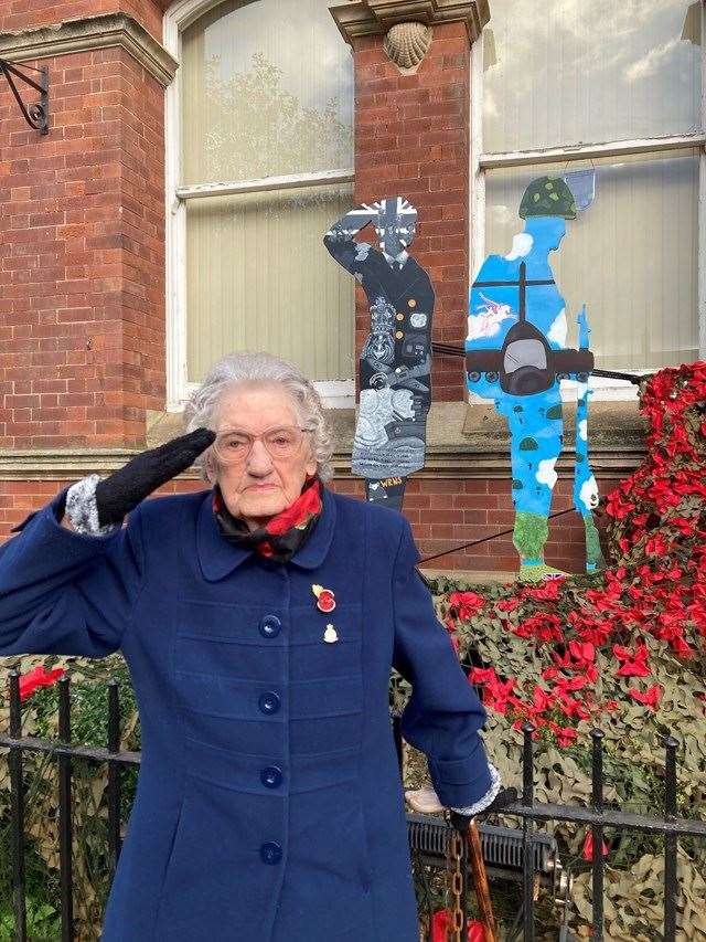 Joan Briggs, 100, outside the Guildhall in 2023.