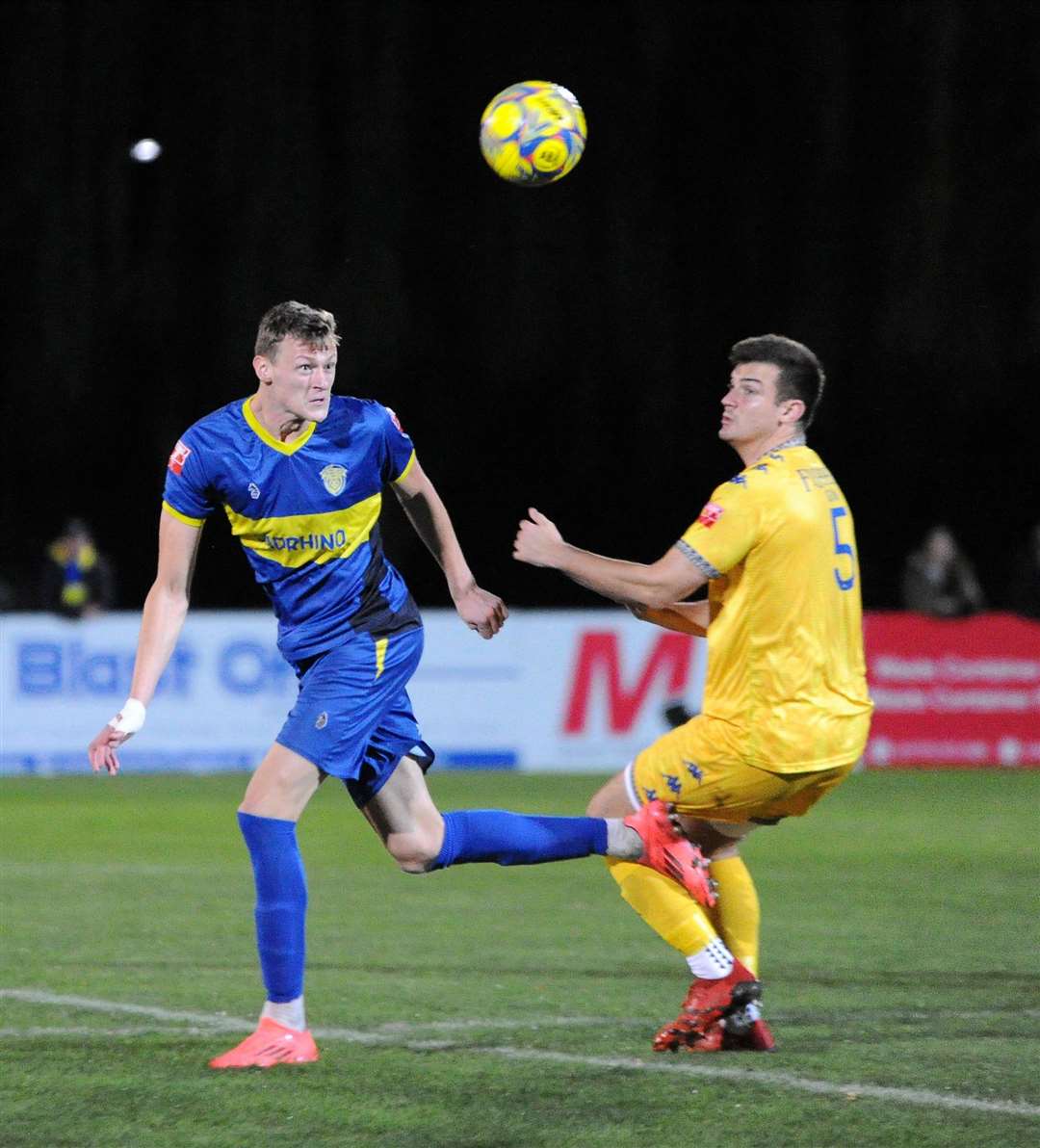 Action from Spalding's home defeat to Leiston. Photo: Chris Lowndes