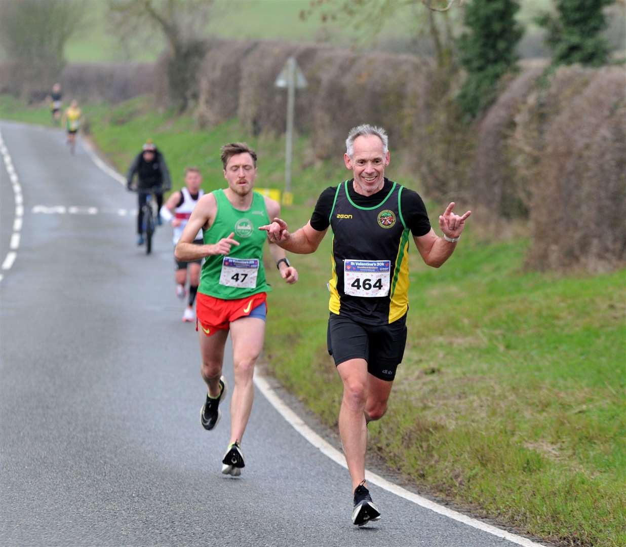 Runners were keen to show the inclines weren't bothering them. Photo: Chris Lowndes
