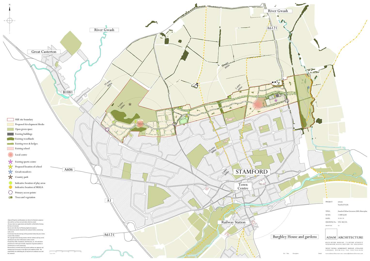 A 'masterplan' of both Stamford North and Quarry Farm, the two developments proposed at the northern edge of the town