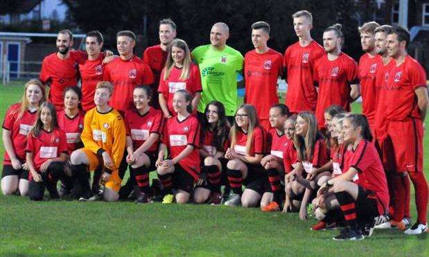 Footballers from Pinchbeck United's senior and junior teams. Photo by Tim Wilson. (6876670)