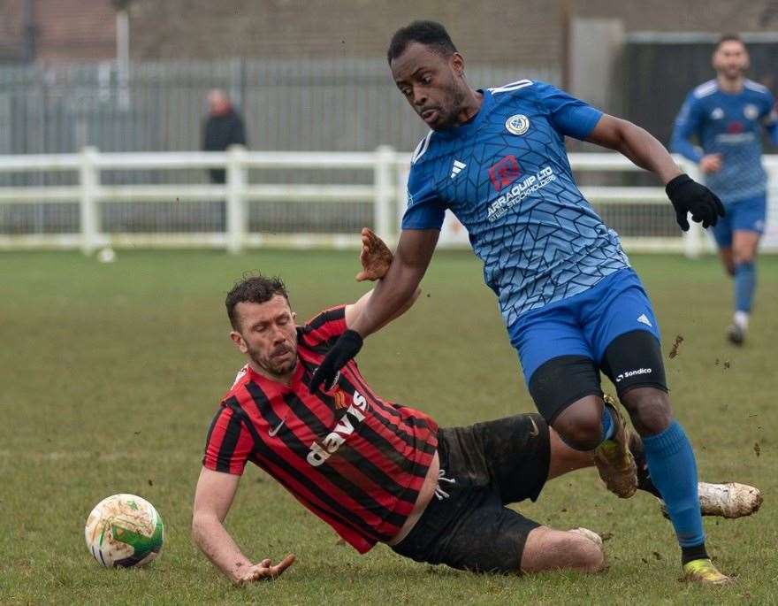 Action from Harrowby's victory over Shirebrook. Photo: Steve Nesbitt @lincssnapper