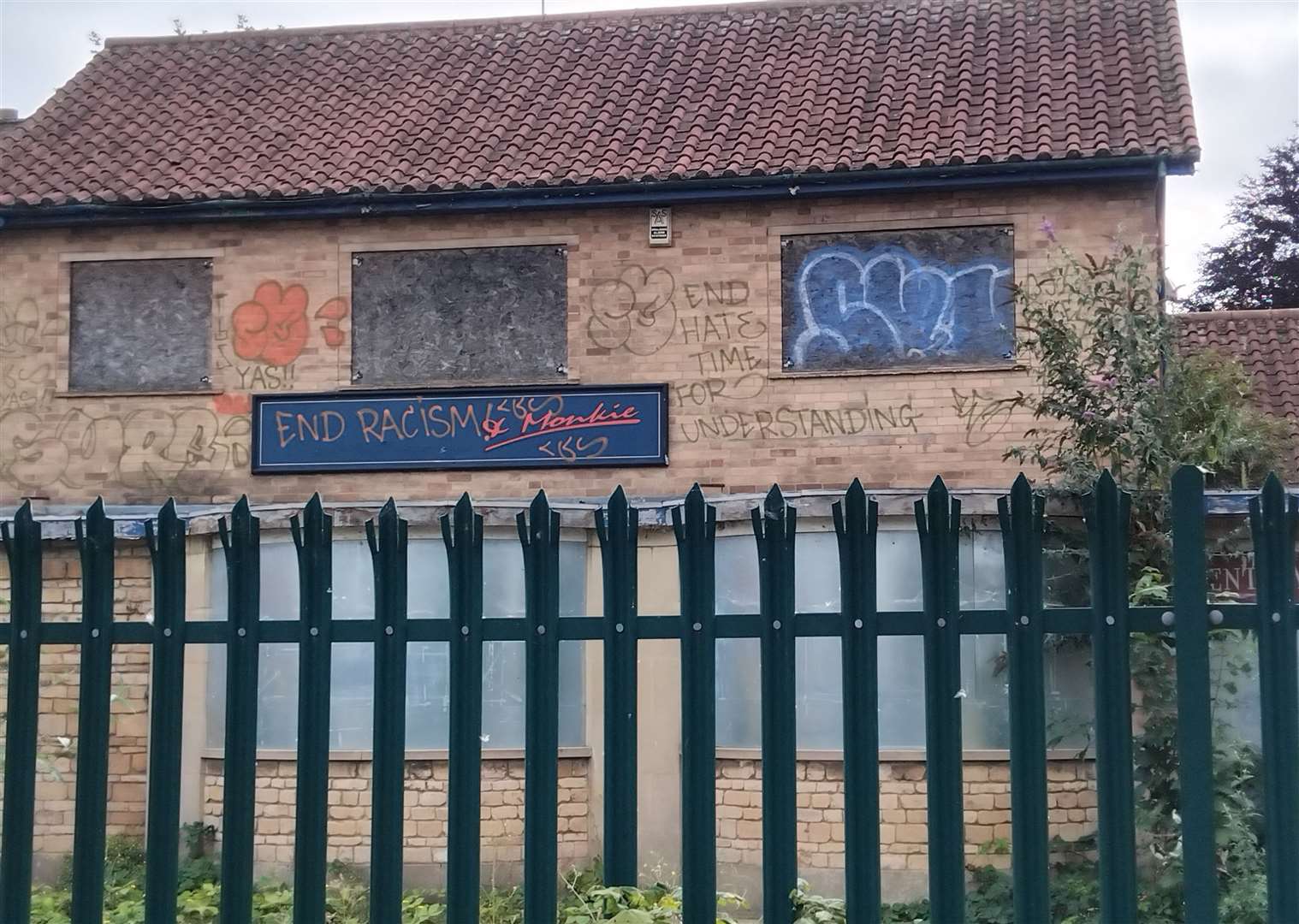 Graffiti has been sprayed onto The Bull and Monkie in Spalding