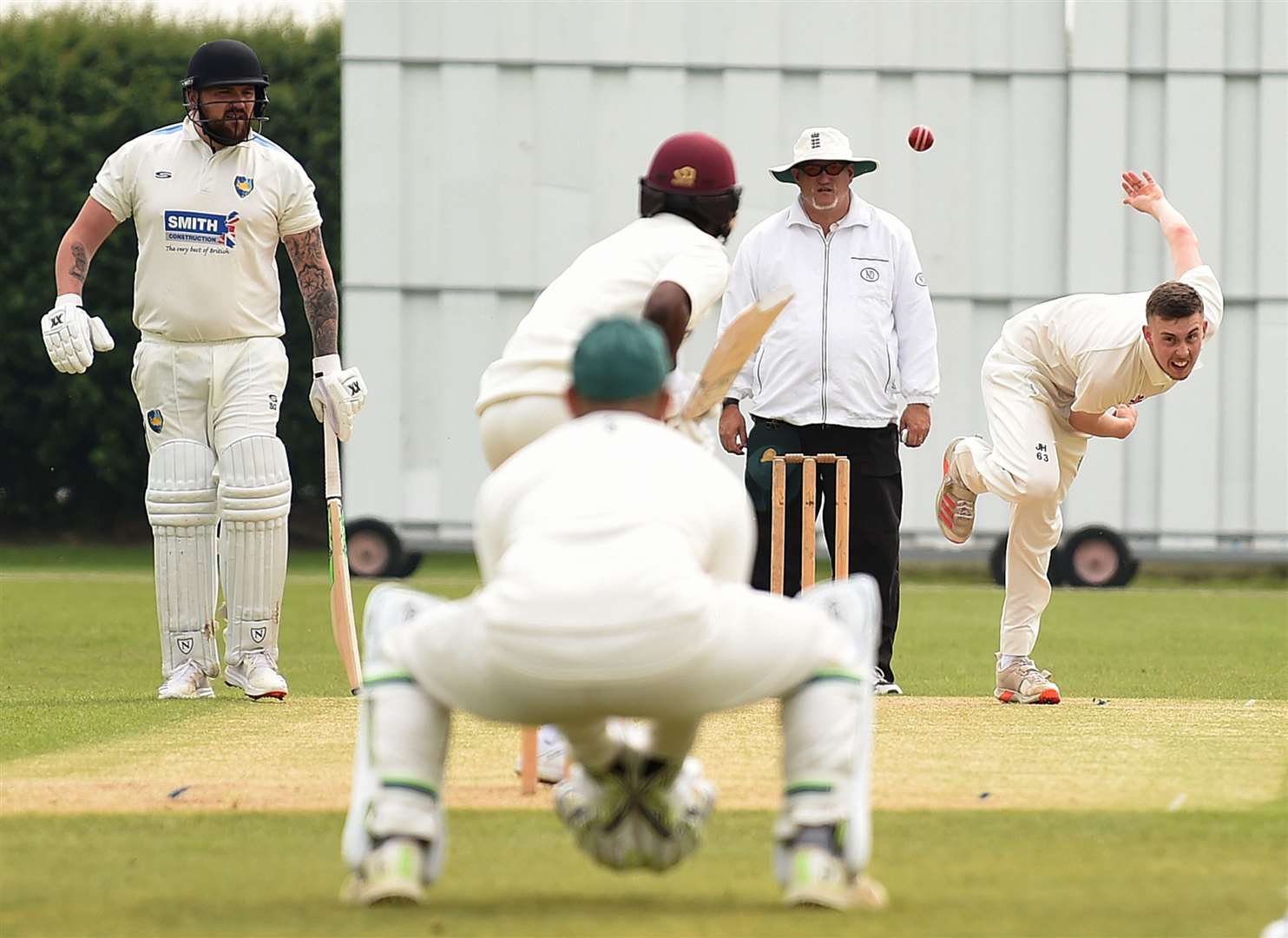 Jared Hackney bowling for Grantham 2nds
