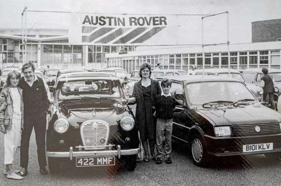 Peter and his family at a rally.