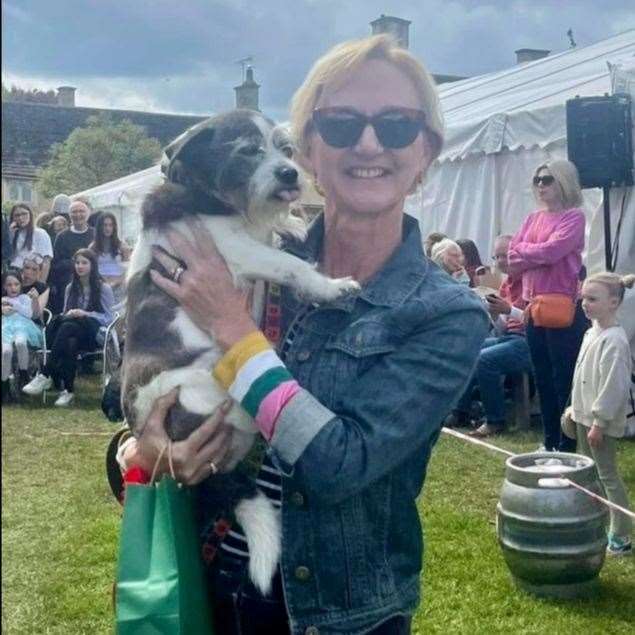 Lesley with her Mutts Nutts Rescue dog, Basil