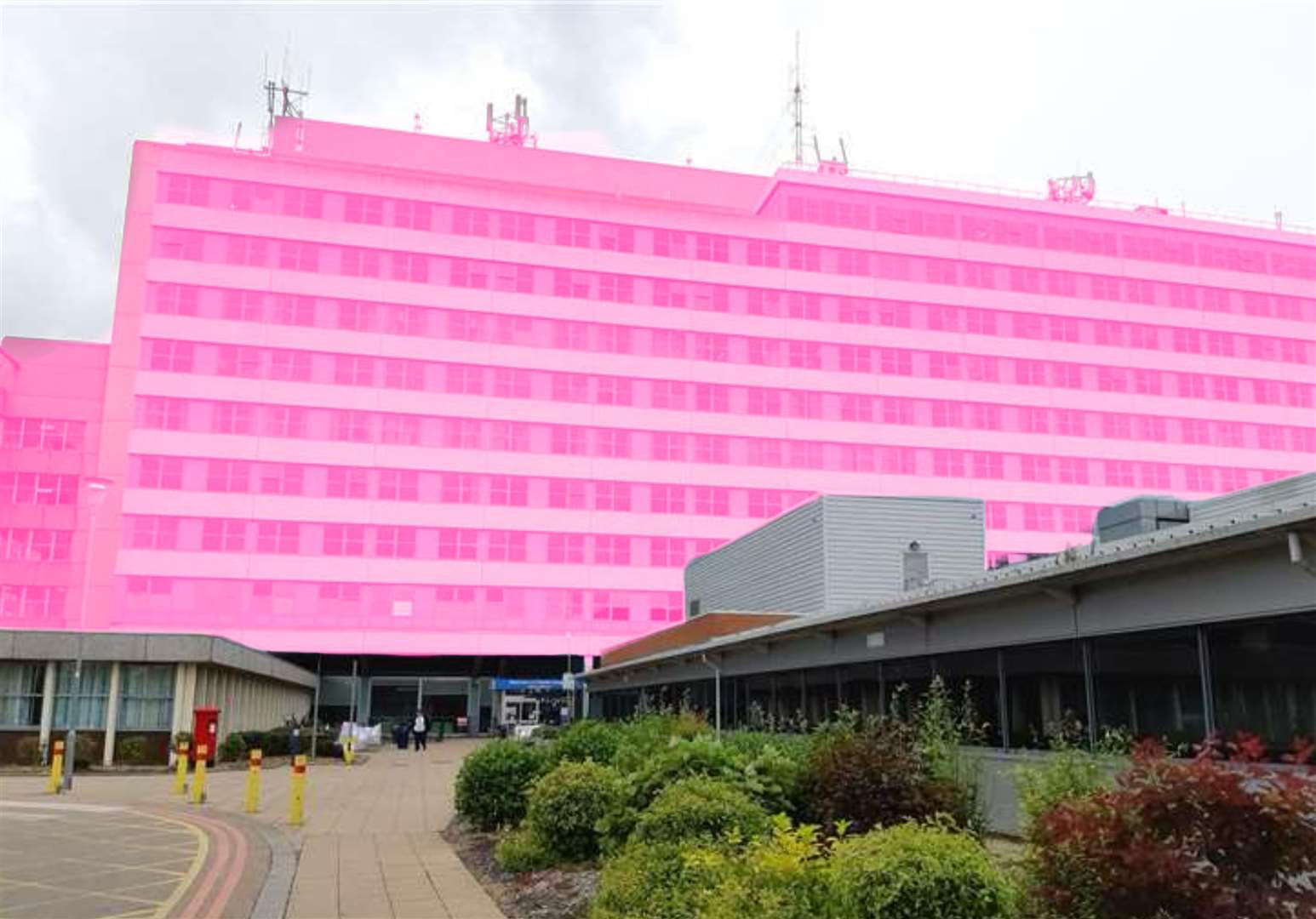Hospitals have turned pink - as shown in our mockup - to raise awareness of organ donation