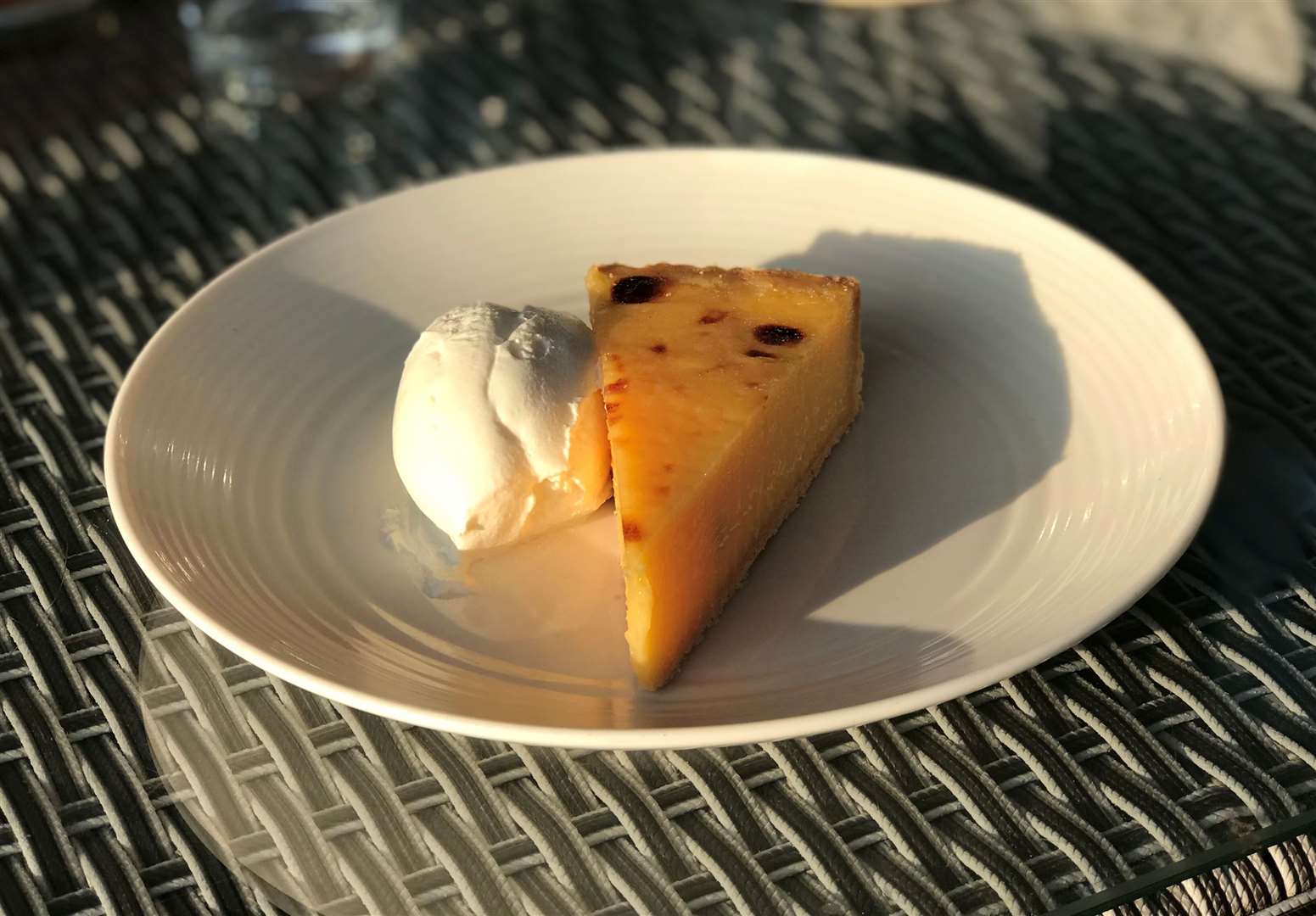 Wood oven lemon tart with creme fraiche