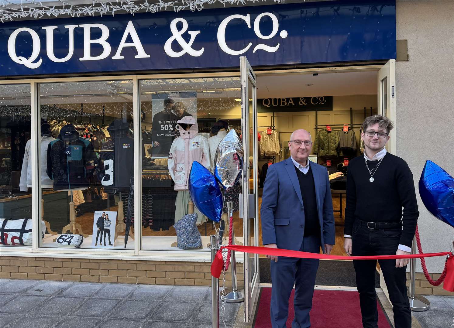 Simon Stone, retail director at Springfields Outlet Shopping & Leisure, with Quba branch manager Kim Bressington at the opening of the new store