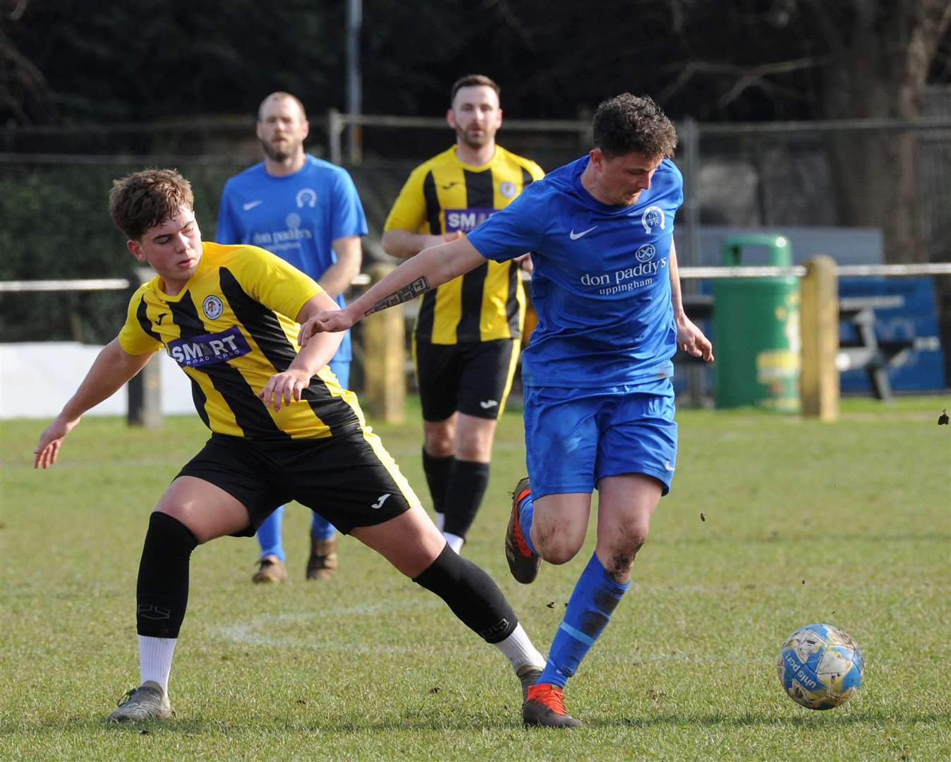 Action from the 1-1 draw between Holbeach United Reserves and Uppingham Town. Photo: Chris Lowndes
