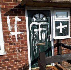 Matthew Poxon's vandalised house in Rowan Avenue, Spalding. Photo supplied.