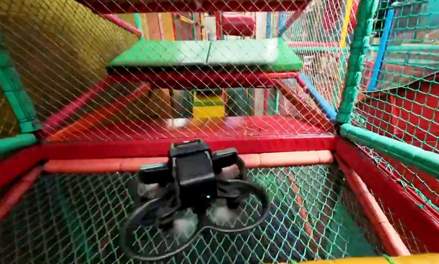 Fascinating footage shows police training drone pilots - in a children's soft play centre