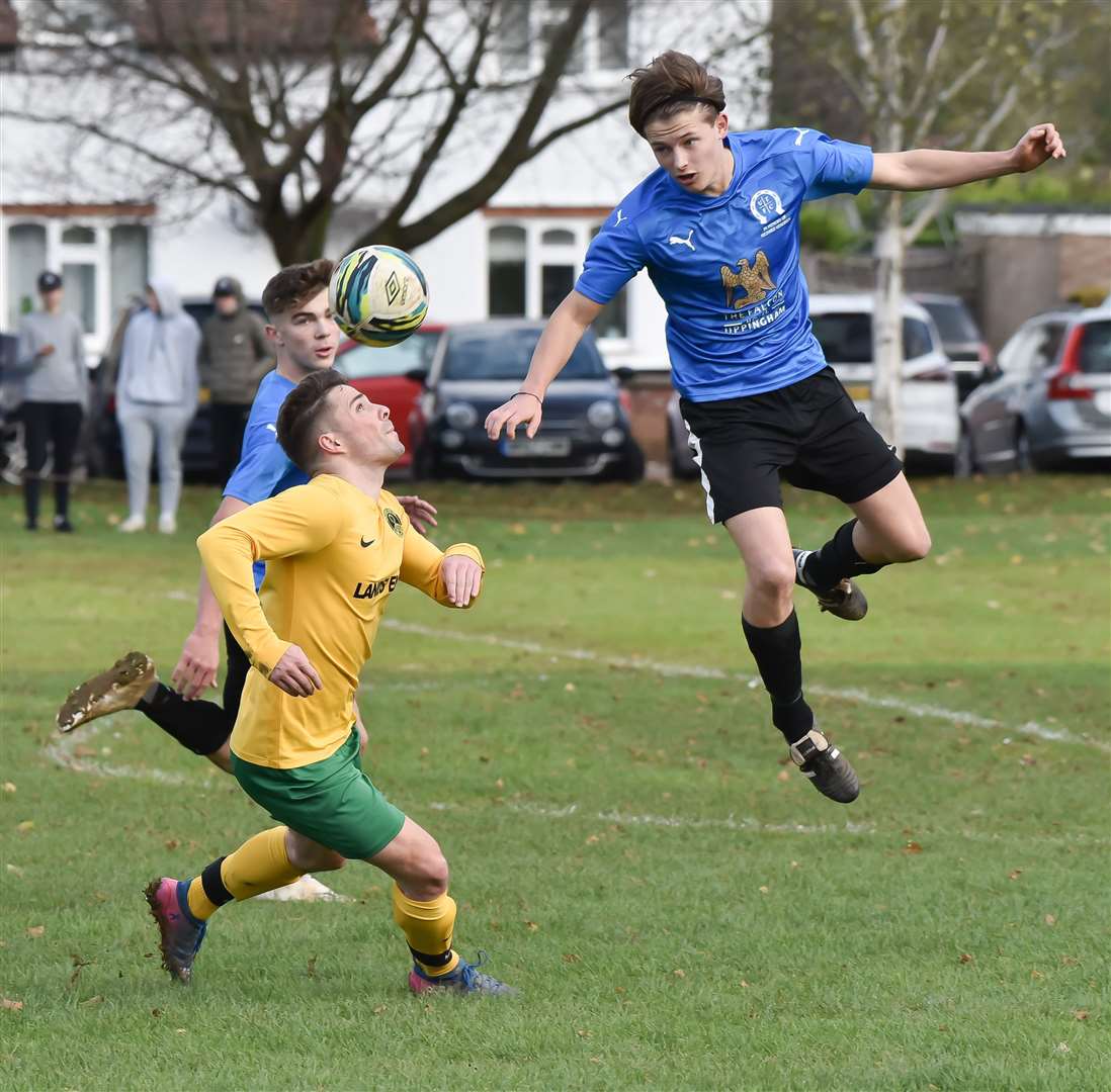 Uppingham (blue) v Oakham, Peterborough League Premier Division. Picture: David Pearson (53017296)