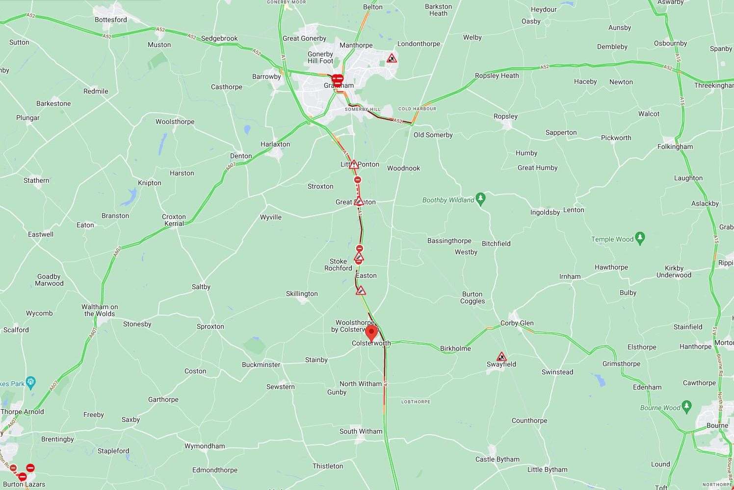 A map of the delays in the first incident.