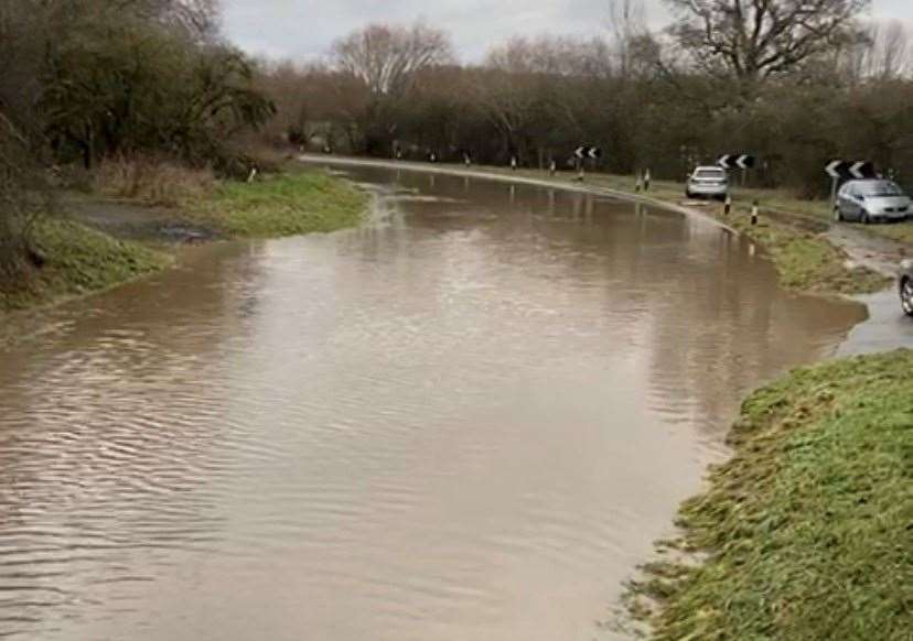 The flooding on the A6003 at Manton. Photo: Megan Allen