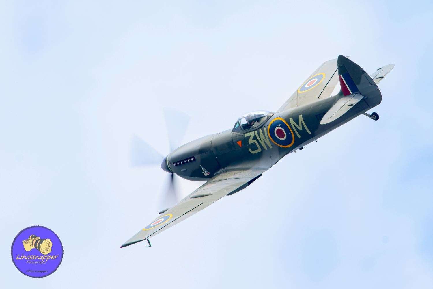 The spitfire flew over Grantham Town Football Club. Photo: Steve Nesbitt/Lincs Snapper