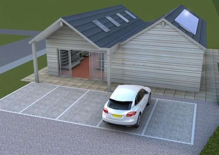 An artists impression of an earlier planned shop