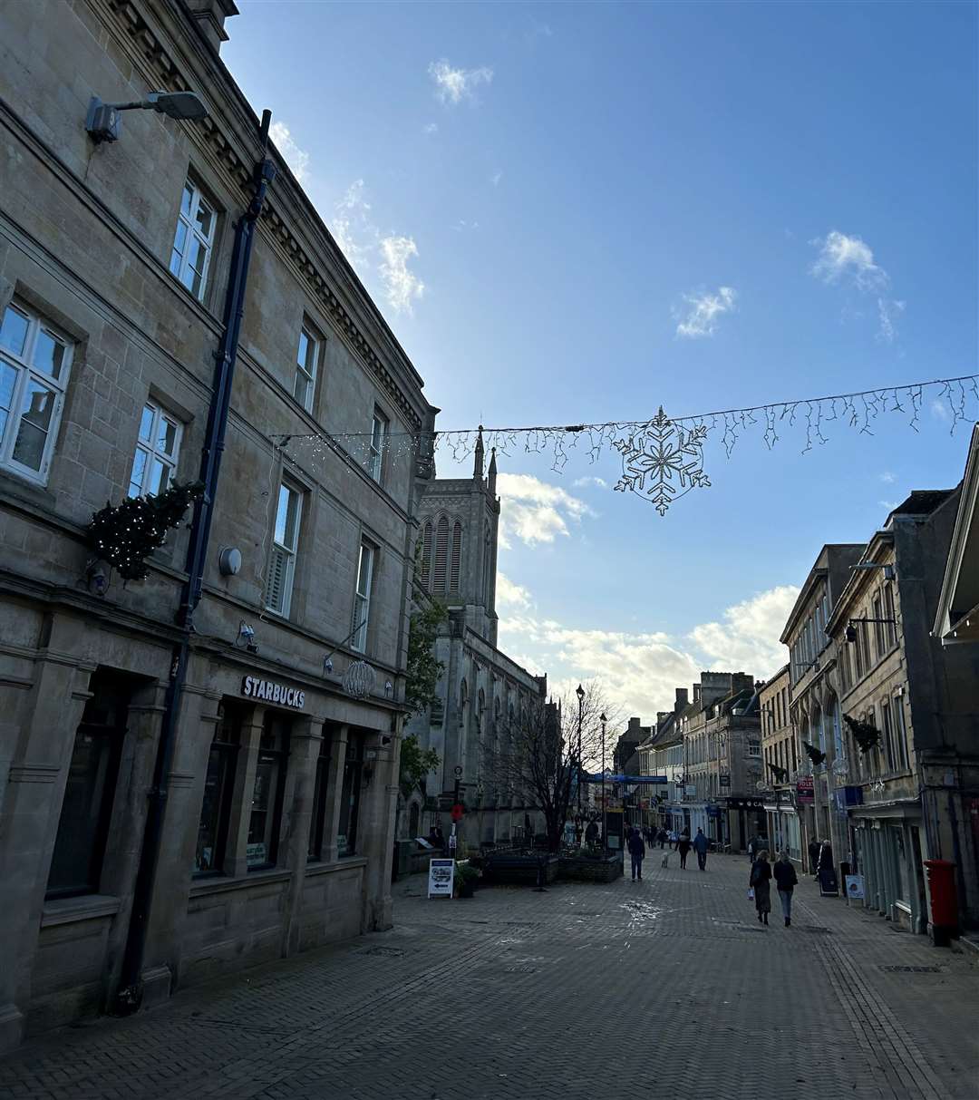 Christmas decorations in Stamford High Street
