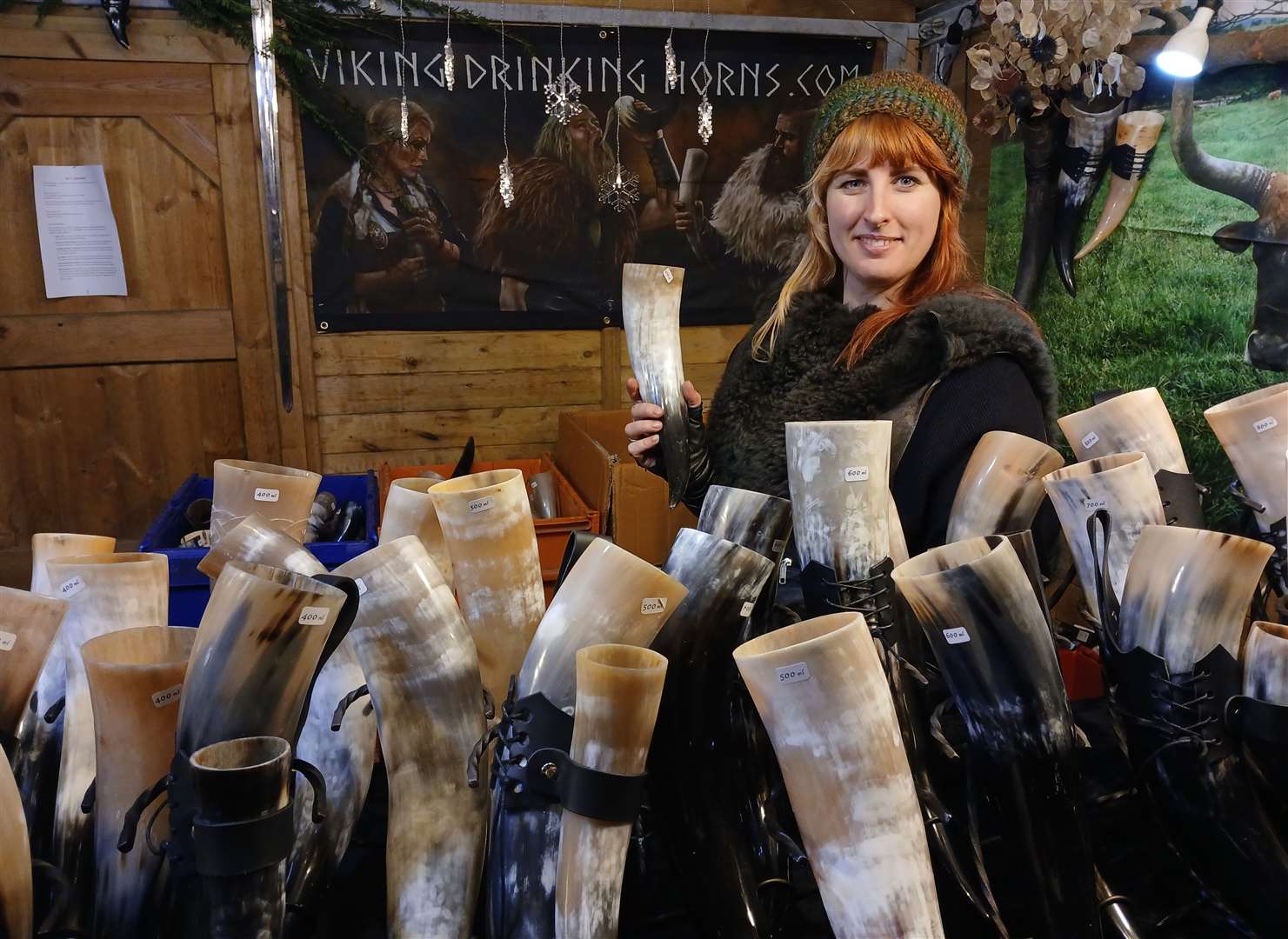 Suze Davis from vikingdrinkinghorns.com was doing a roaring trade