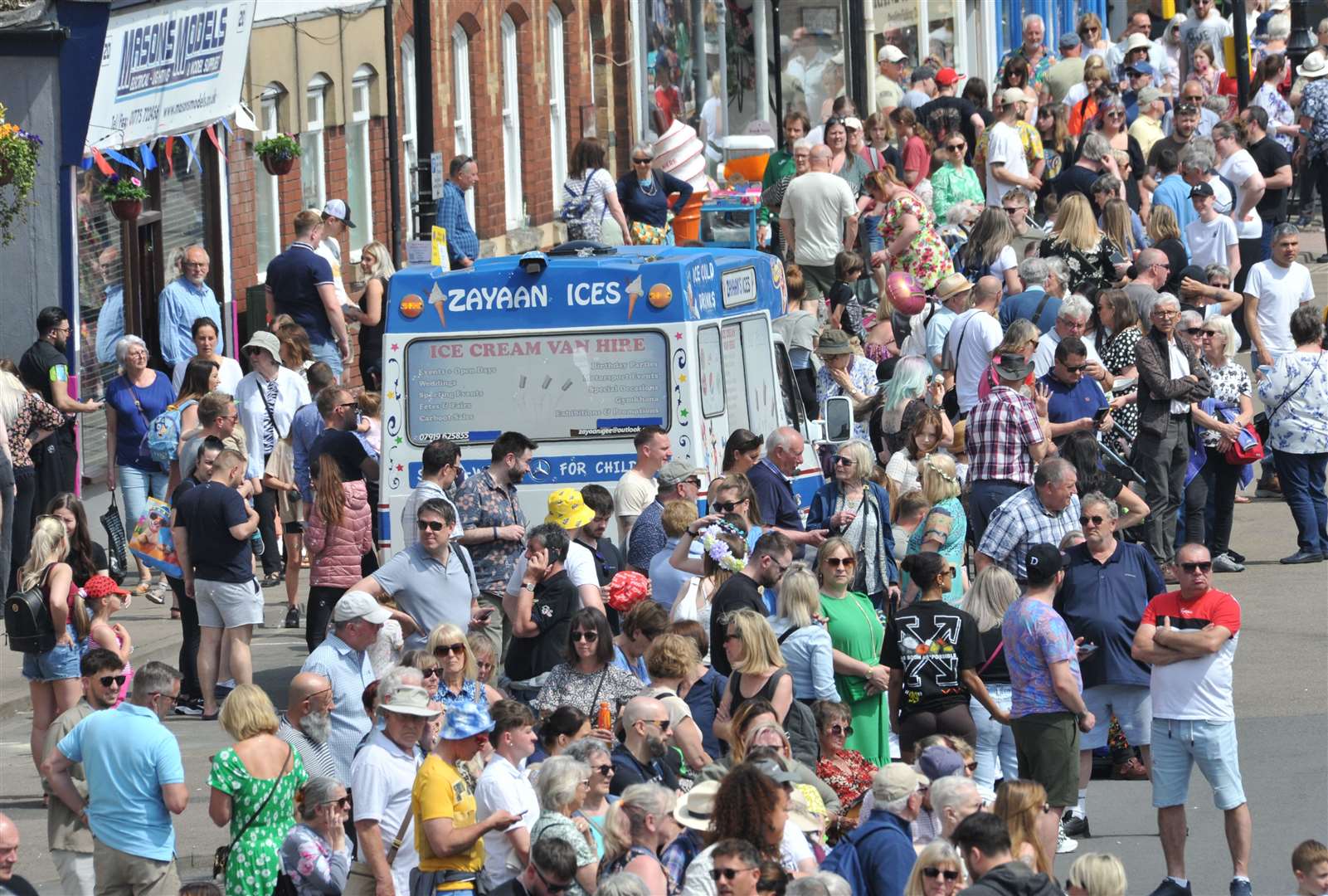 It was busy along New Road - and perfect ice cream weather. Photo: Chris Lowndes