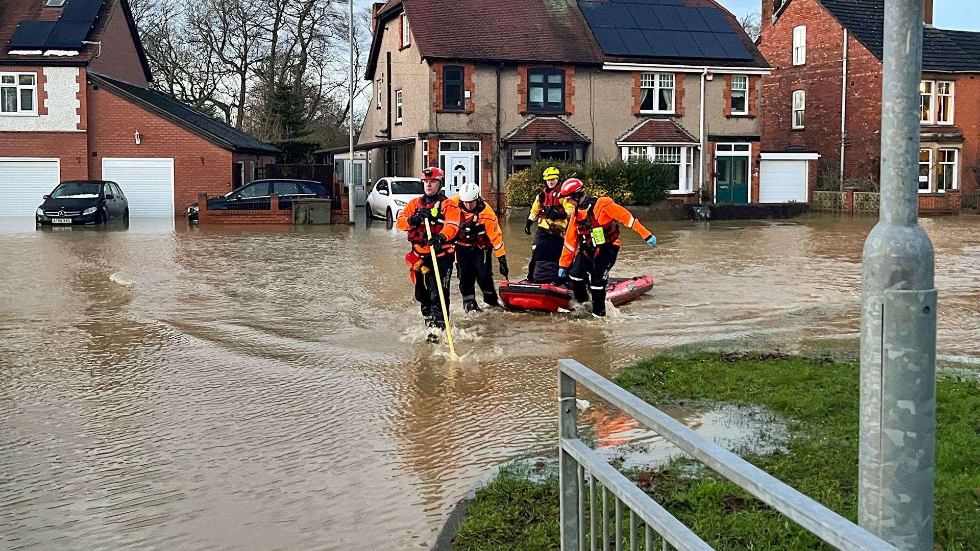Lincolnshire firefighters helping in Belton Lane, Grantham.